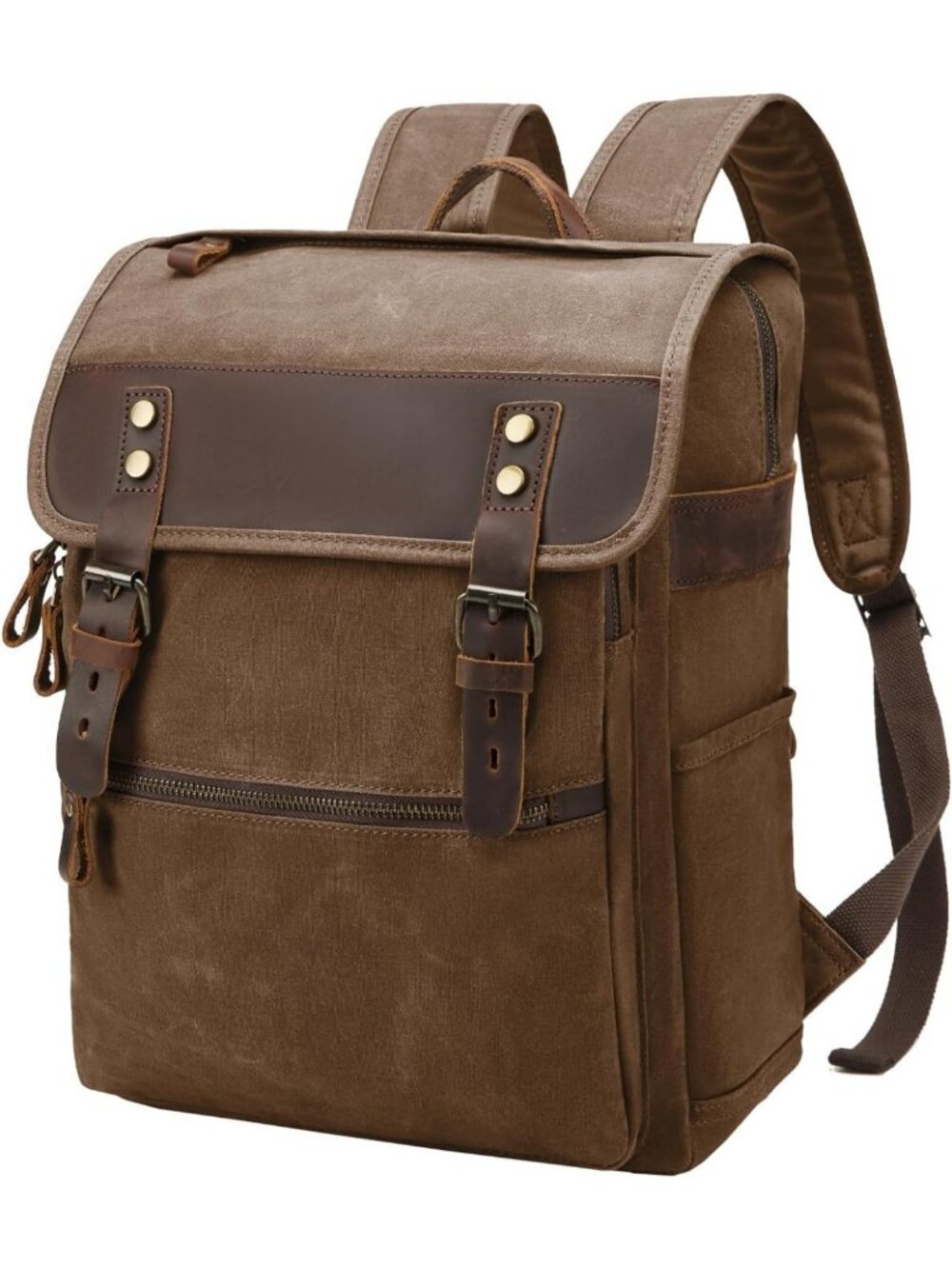 Vintage Waxed Canvas Backpack for Men & Women - Stylish Coffee Travel Bag